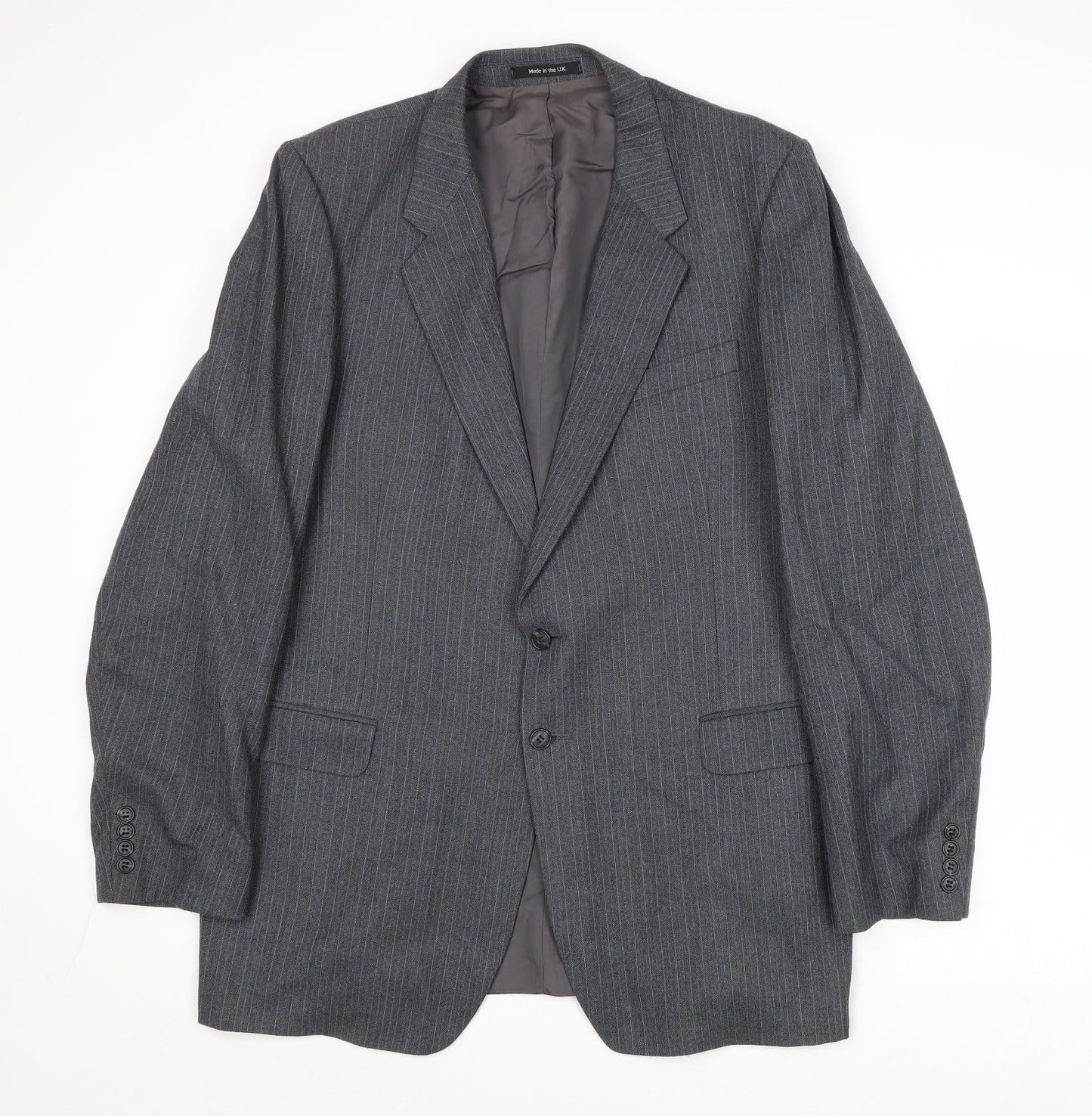 St Michael Mens Grey Striped Polyester Jacket Suit Jacket Size 44 Regular