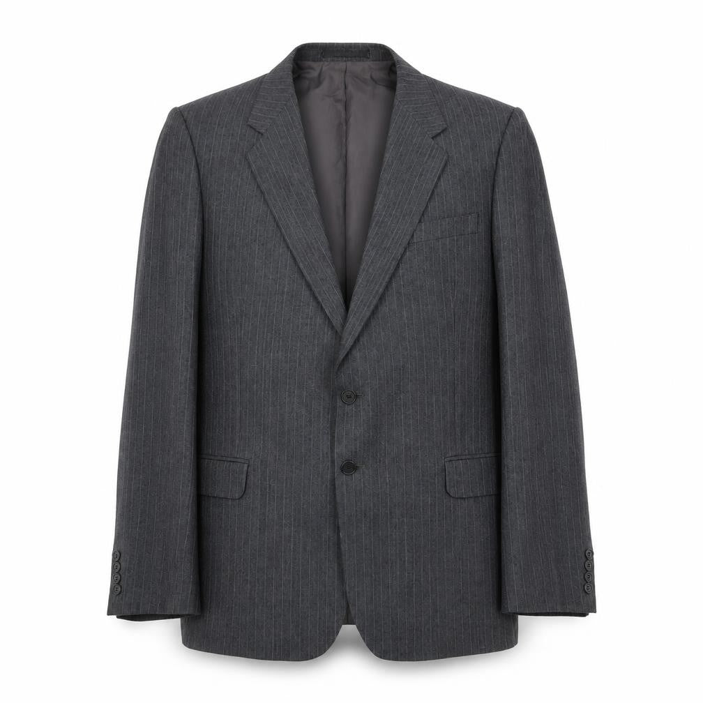 St Michael Mens Grey Striped Polyester Jacket Suit Jacket Size 44 Regular