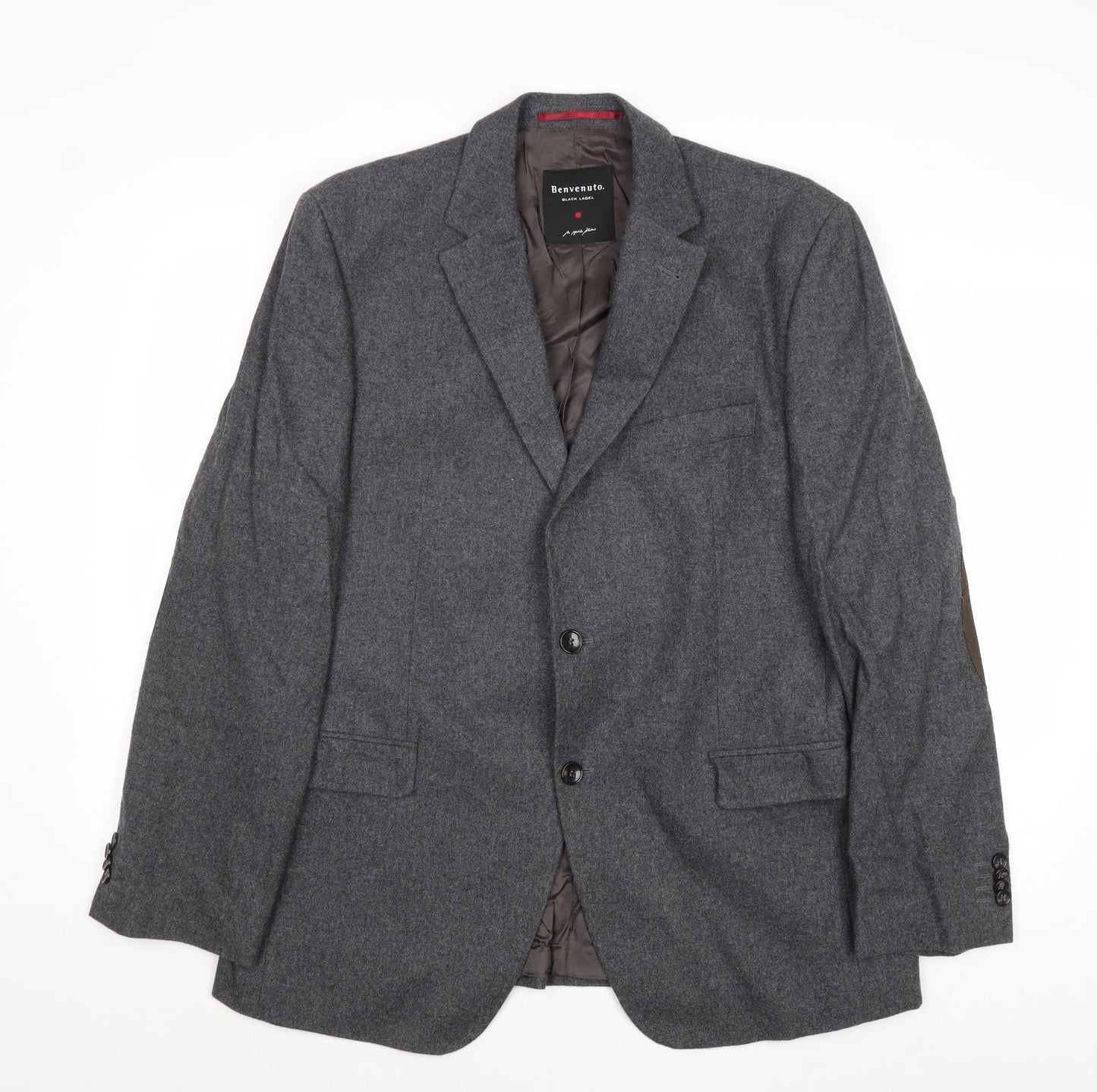 Benvenuto Mens Grey Wool Jacket Suit Jacket Size 42 Regular