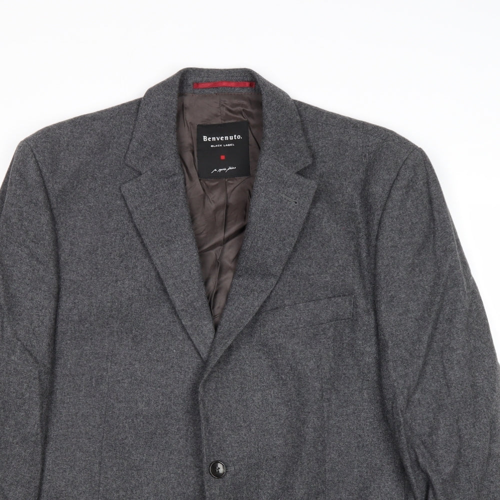 Benvenuto Mens Grey Wool Jacket Suit Jacket Size 42 Regular