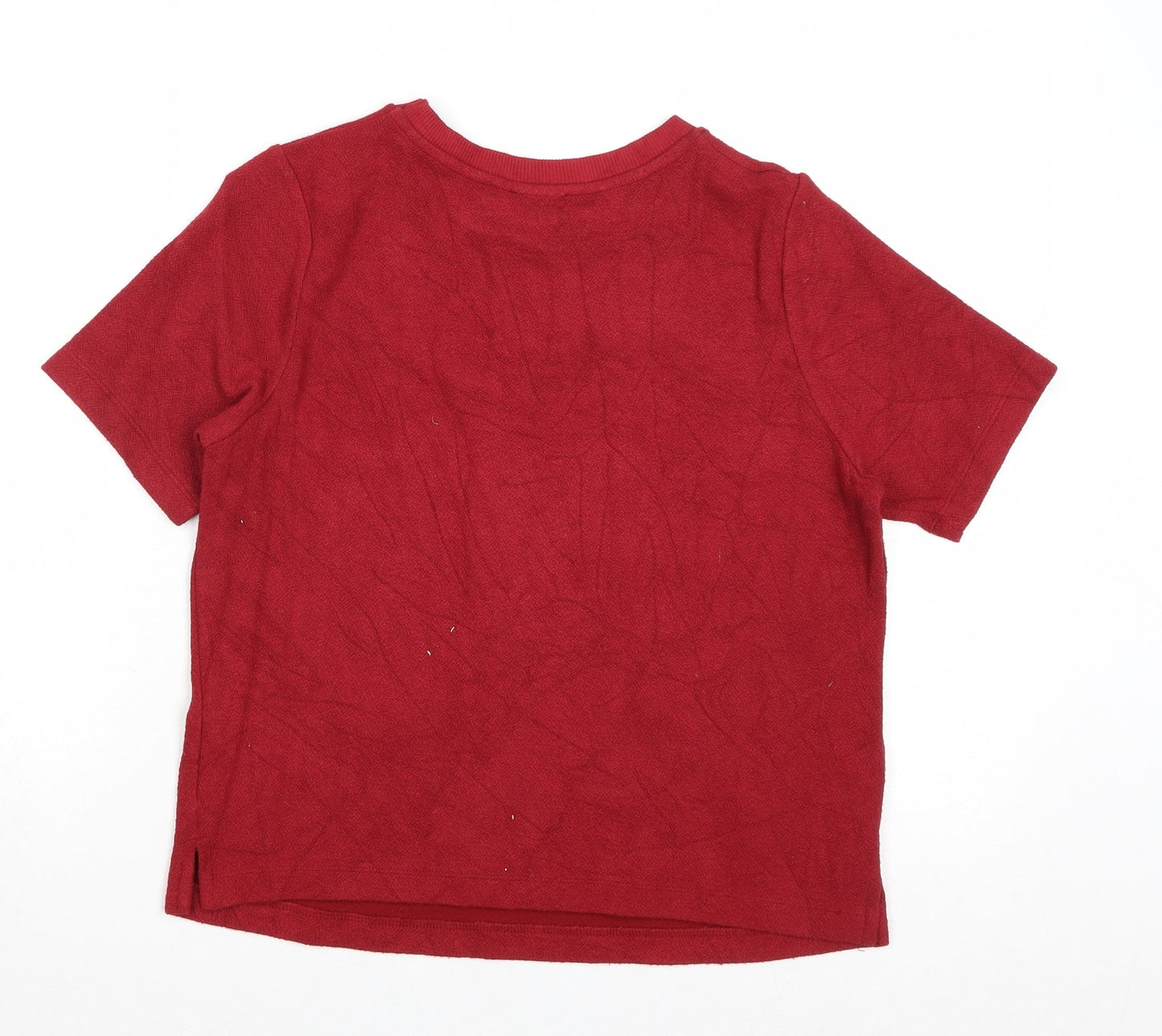 Topshop Womens Red Viscose Basic T-Shirt Size 8 Round Neck
