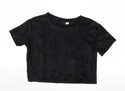 Divided by H&M Womens Black Polyester Basic T-Shirt Size XS Round Neck
