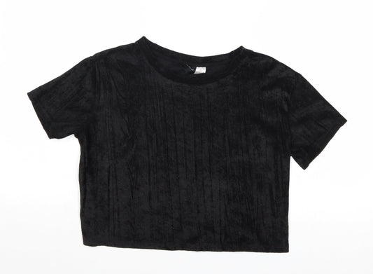 Divided by H&M Womens Black Polyester Basic T-Shirt Size XS Round Neck