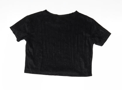 Divided by H&M Womens Black Polyester Basic T-Shirt Size XS Round Neck