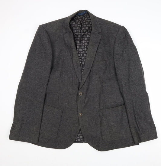 Burton Mens Grey Wool Jacket Blazer Size 48 Regular