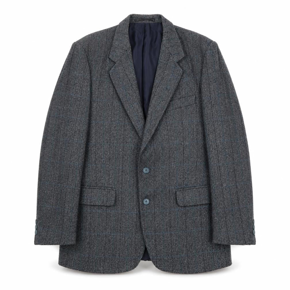 Hodges Mens Grey Striped Wool Jacket Blazer Size 40 Regular