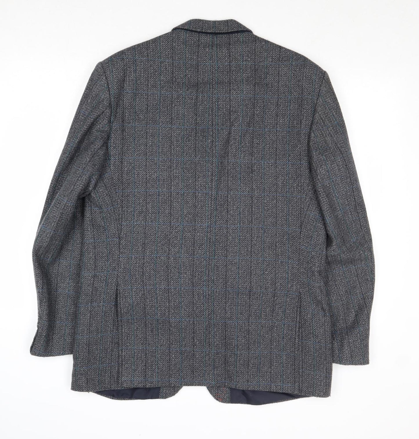 Hodges Mens Grey Striped Wool Jacket Blazer Size 40 Regular