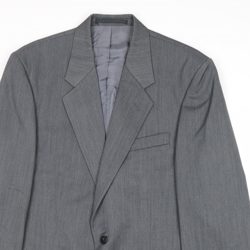 Fine Tailoring Mens Grey Polyester Jacket Suit Jacket Size 42 Regular