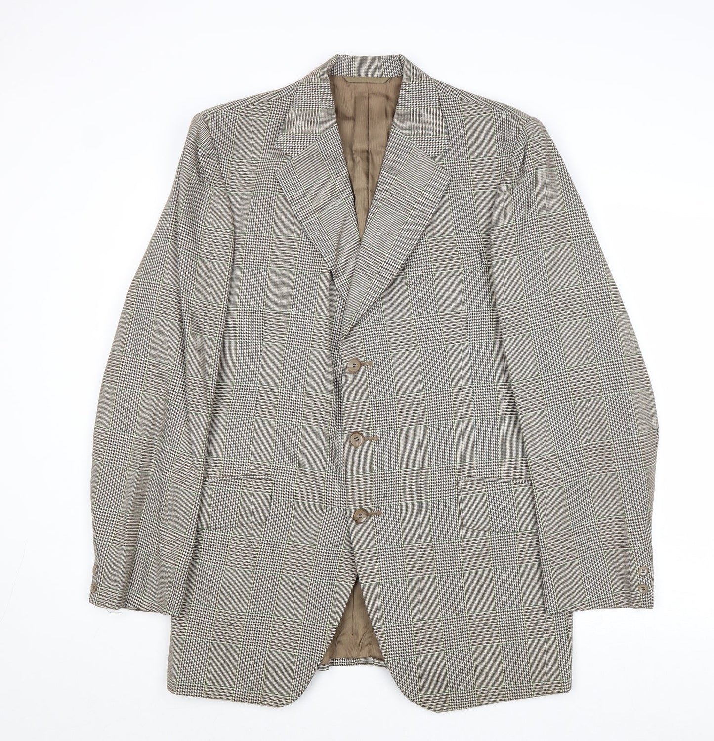 Burton Mens Grey Plaid Wool Jacket Suit Jacket Size 40 Regular