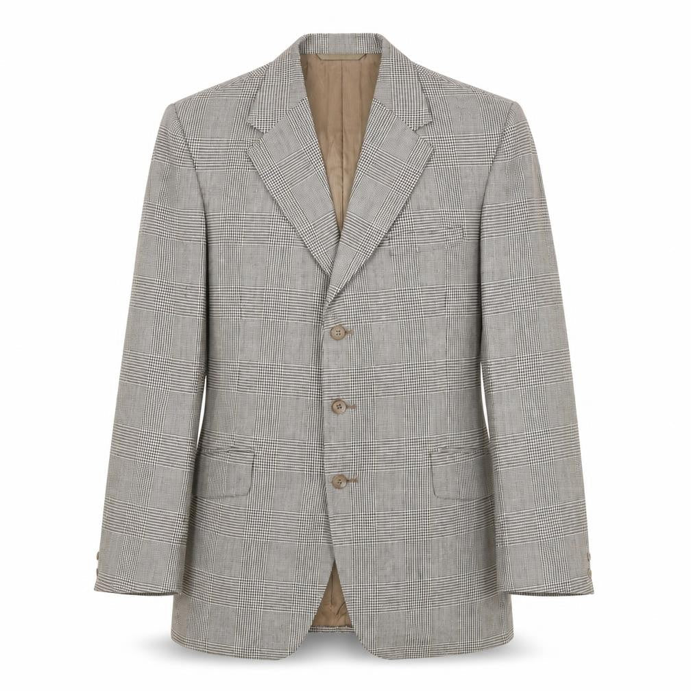 Burton Mens Grey Plaid Wool Jacket Suit Jacket Size 40 Regular