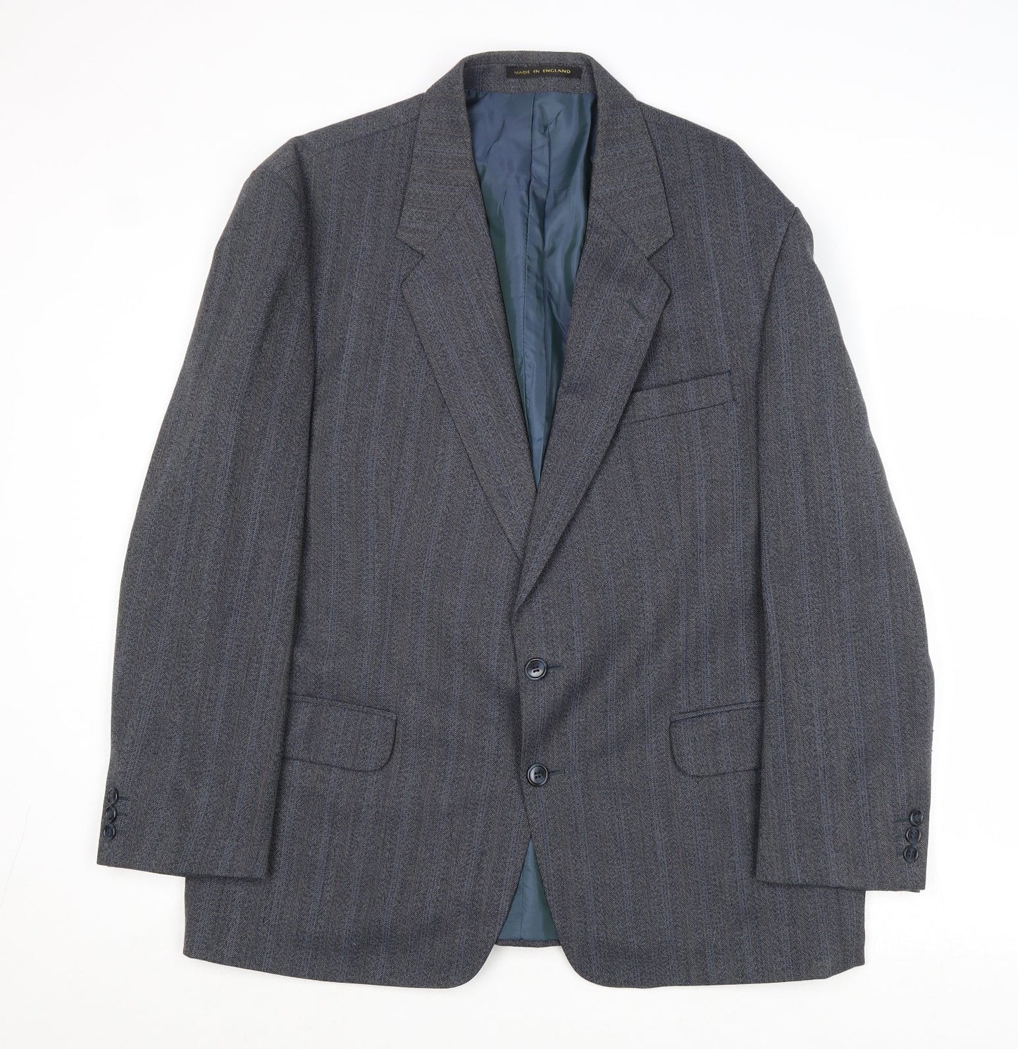 James Barry Mens Blue Striped Wool Jacket Suit Jacket Size 44 Regular