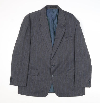 James Barry Mens Blue Striped Wool Jacket Suit Jacket Size 44 Regular