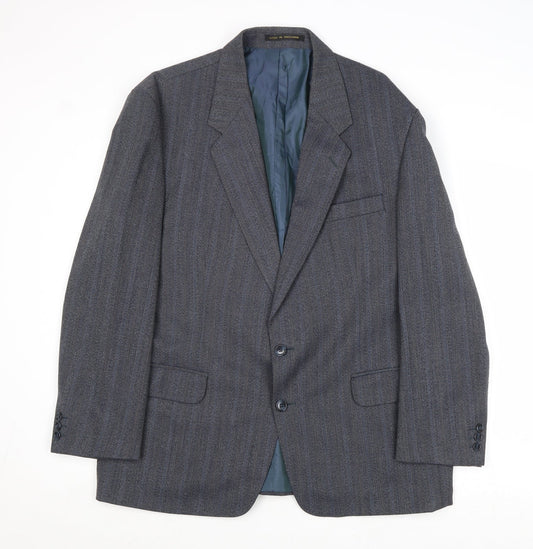 James Barry Mens Blue Striped Wool Jacket Suit Jacket Size 44 Regular