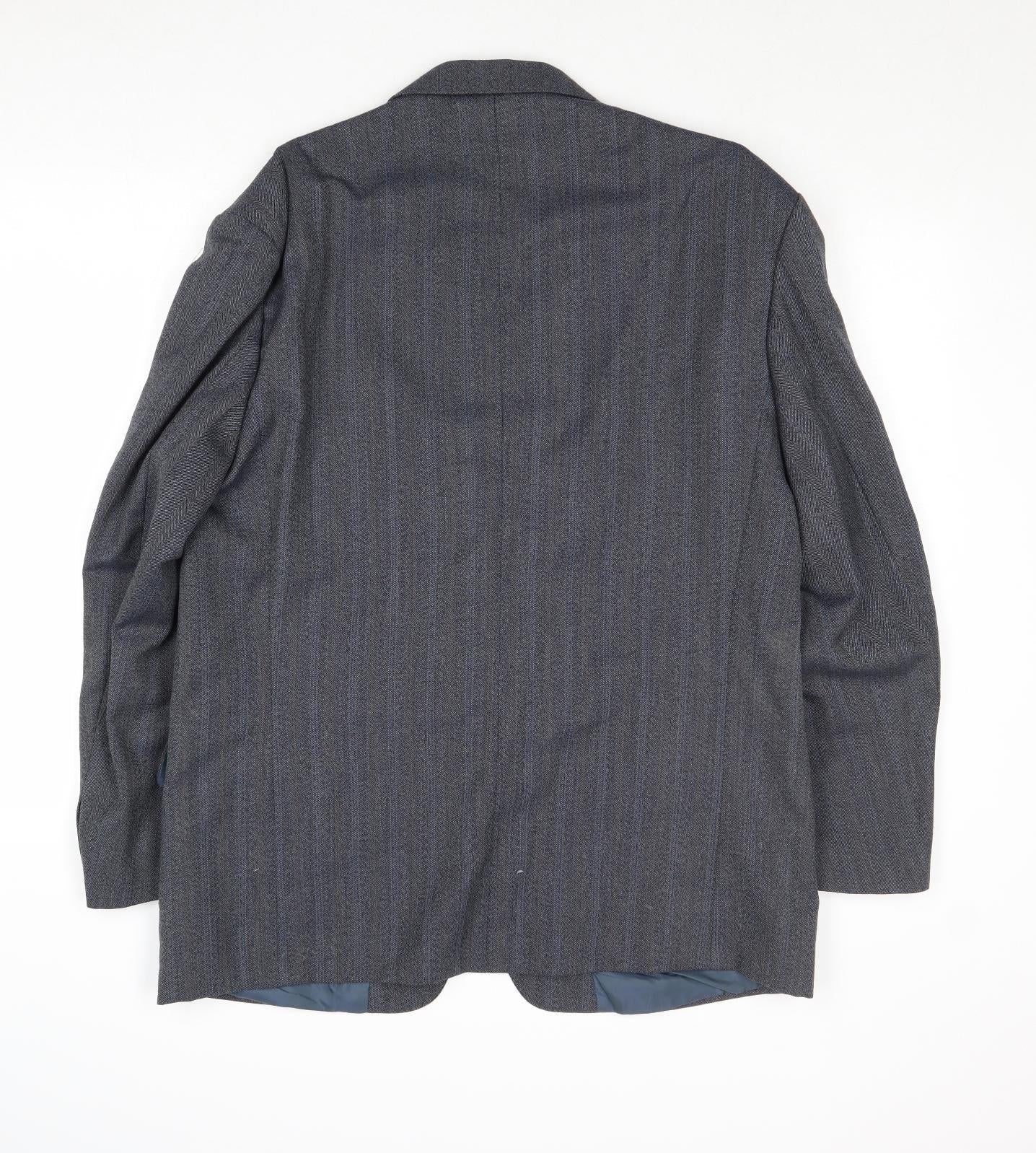 James Barry Mens Blue Striped Wool Jacket Suit Jacket Size 44 Regular