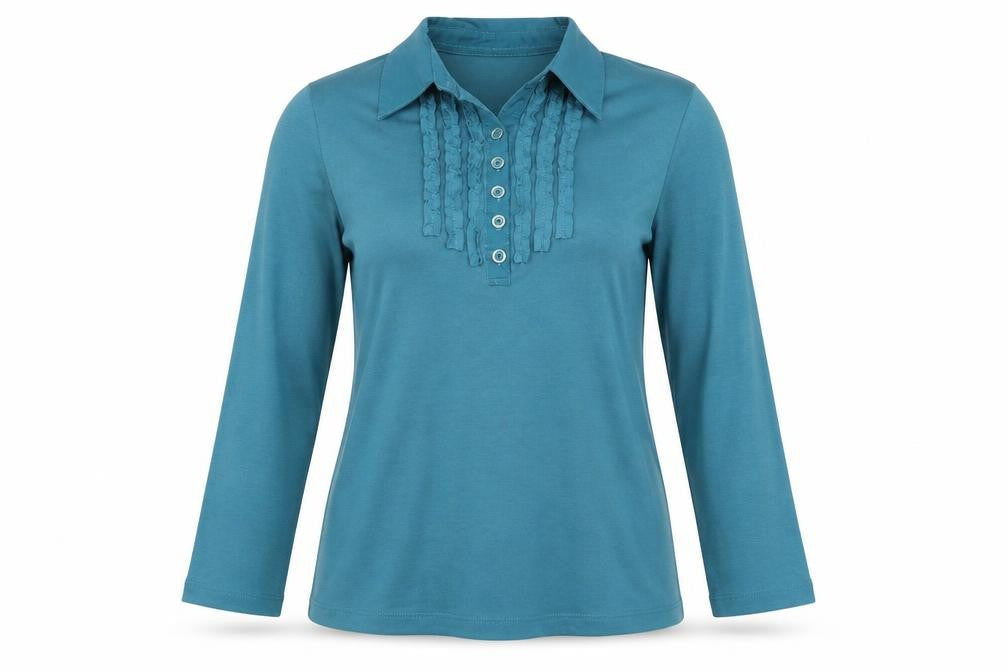 Mind Flowers Womens Blue Polyester Basic Blouse Size S Collared