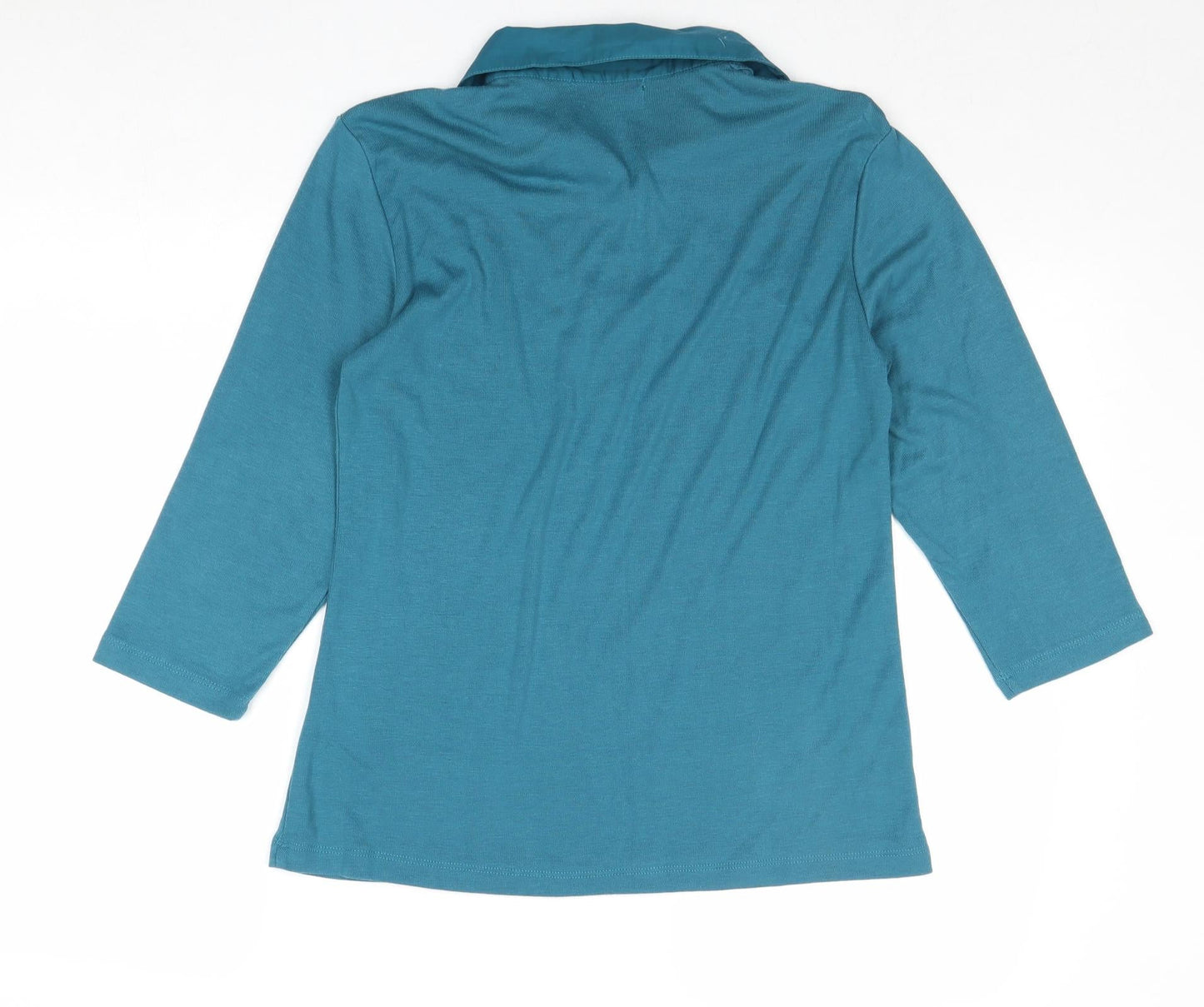 Mind Flowers Womens Blue Polyester Basic Blouse Size S Collared