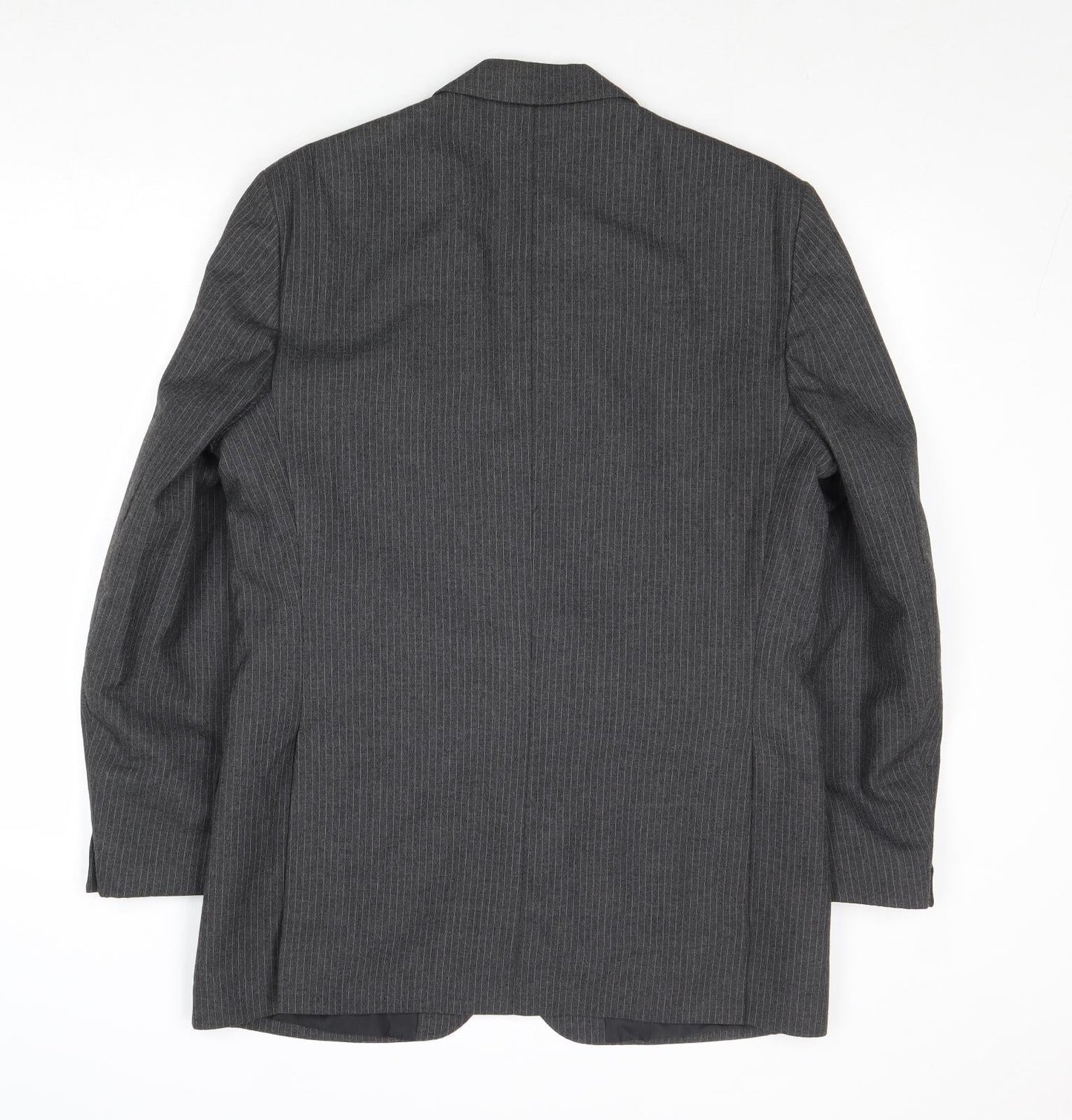 Greenwoods Mens Grey Striped Wool Jacket Suit Jacket Size 38 Regular