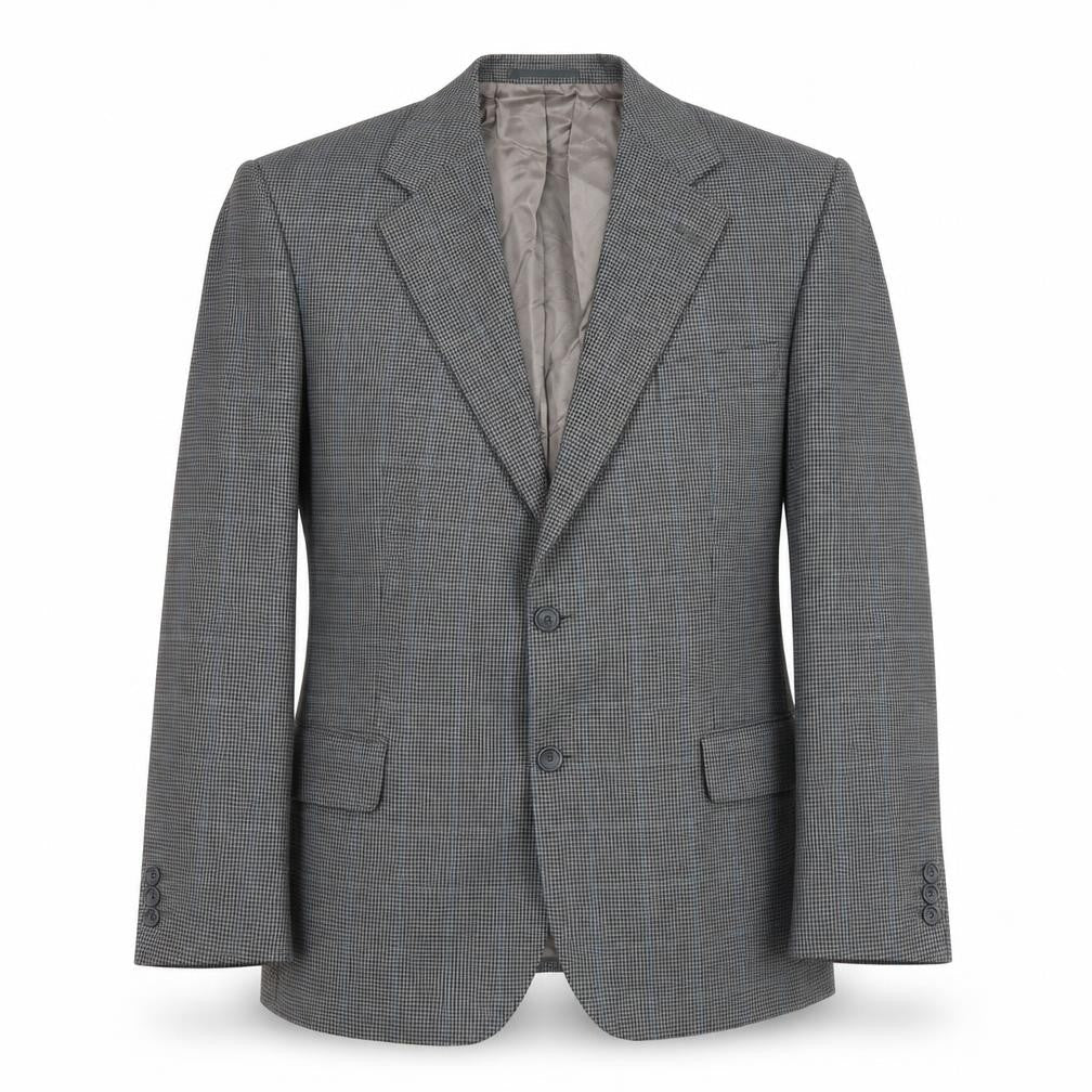 Wellington Mens Grey Geometric Polyester Jacket Suit Jacket Size 42 Regular