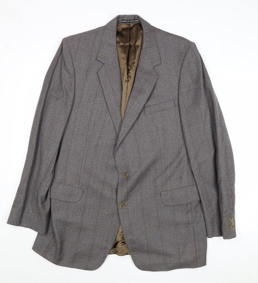 Dunn & Co Mens Grey Striped Wool Jacket Suit Jacket Size 44 Regular