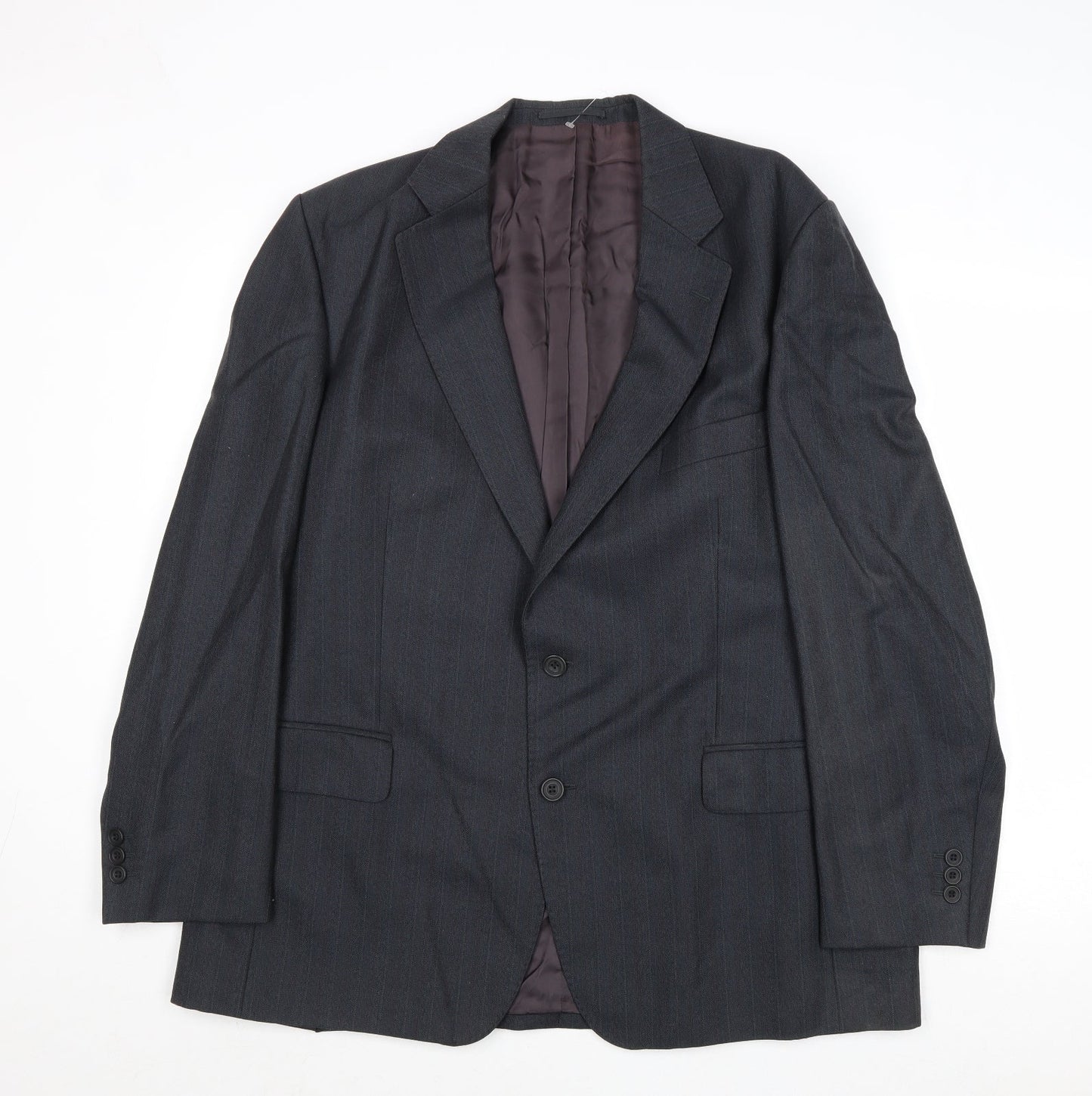 Mugee Mens Grey Striped Wool Jacket Suit Jacket Size 44 Regular