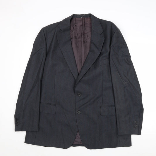 Mugee Mens Grey Striped Wool Jacket Suit Jacket Size 44 Regular