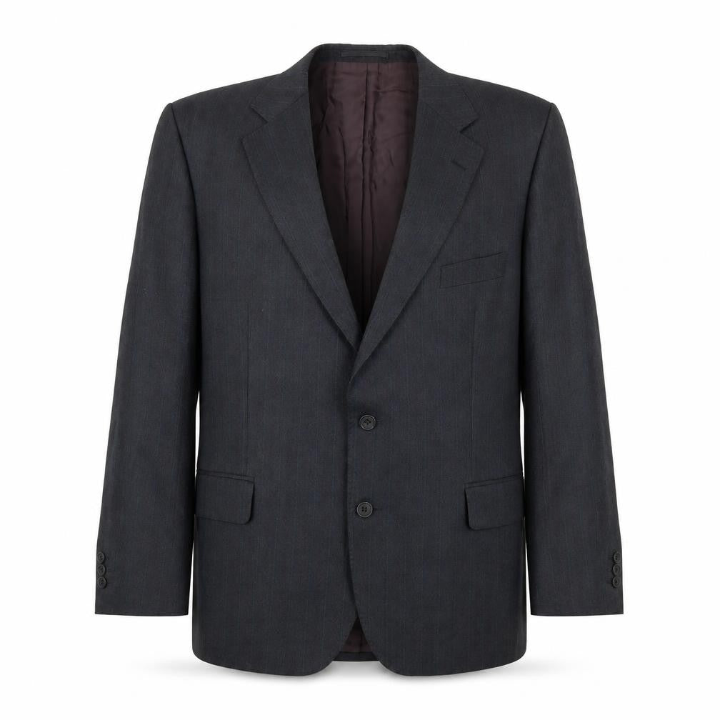 Mugee Mens Grey Striped Wool Jacket Suit Jacket Size 44 Regular