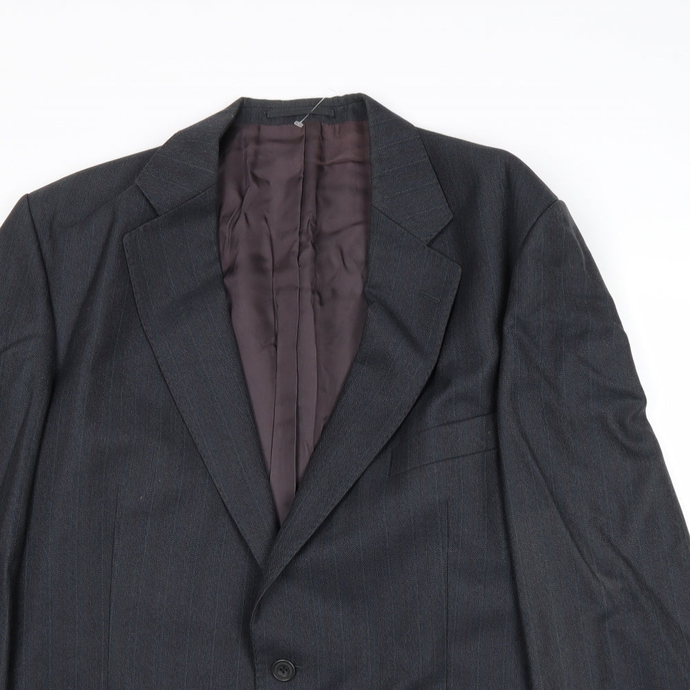 Mugee Mens Grey Striped Wool Jacket Suit Jacket Size 44 Regular