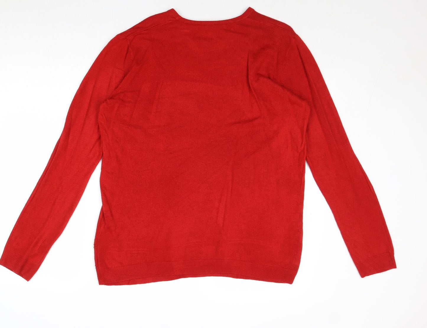 Vida Vi Womens Red Round Neck Acrylic Pullover Jumper Size XL