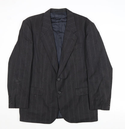 Cliftons Mens Grey Striped Wool Jacket Suit Jacket Size 40 Regular