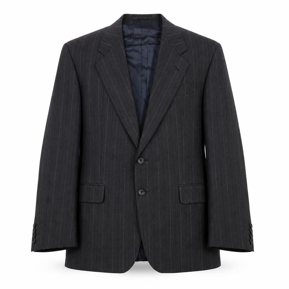 Cliftons Mens Grey Striped Wool Jacket Suit Jacket Size 40 Regular