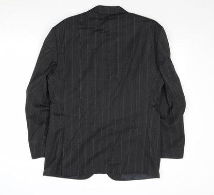 Cliftons Mens Grey Striped Wool Jacket Suit Jacket Size 40 Regular