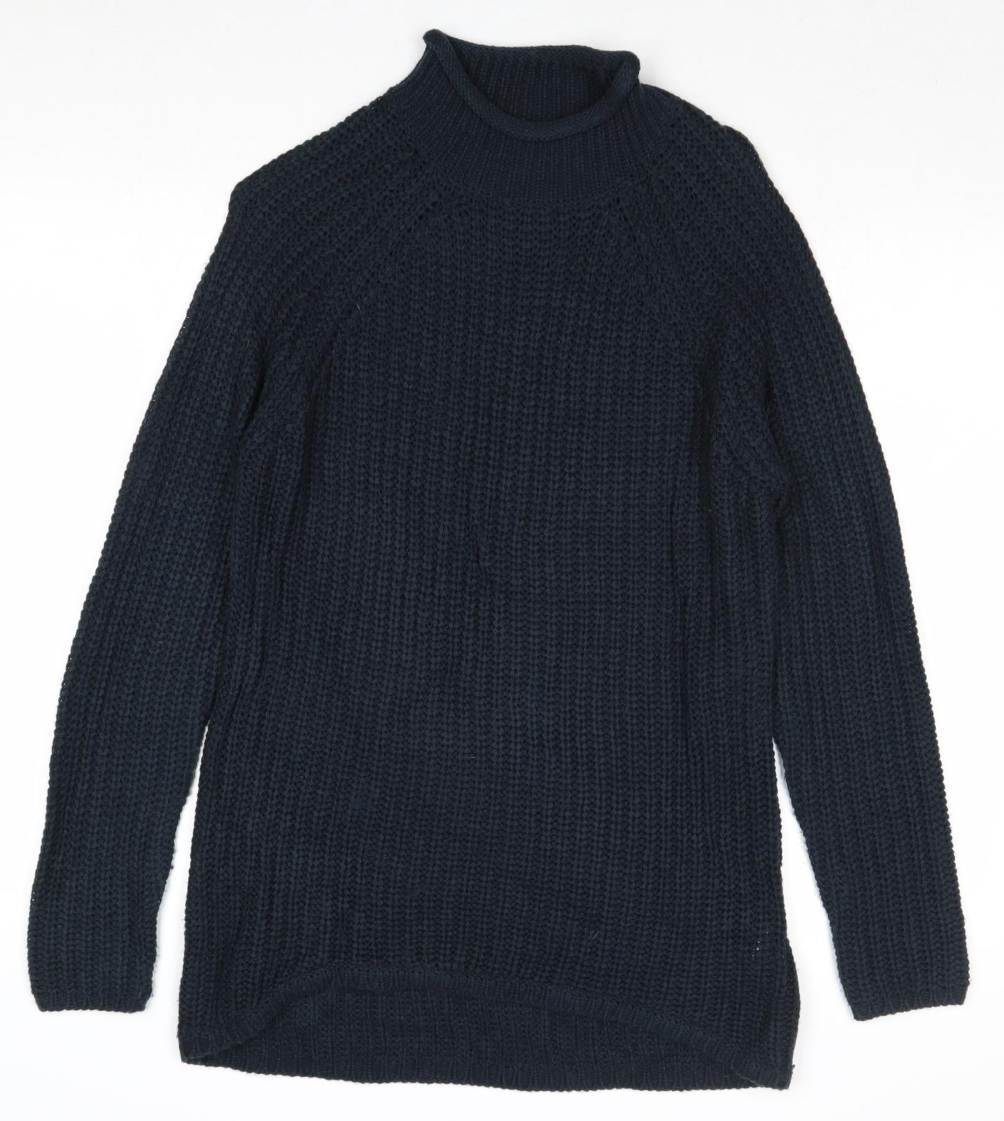 Only Womens Blue High Neck Acrylic Pullover Jumper Size S