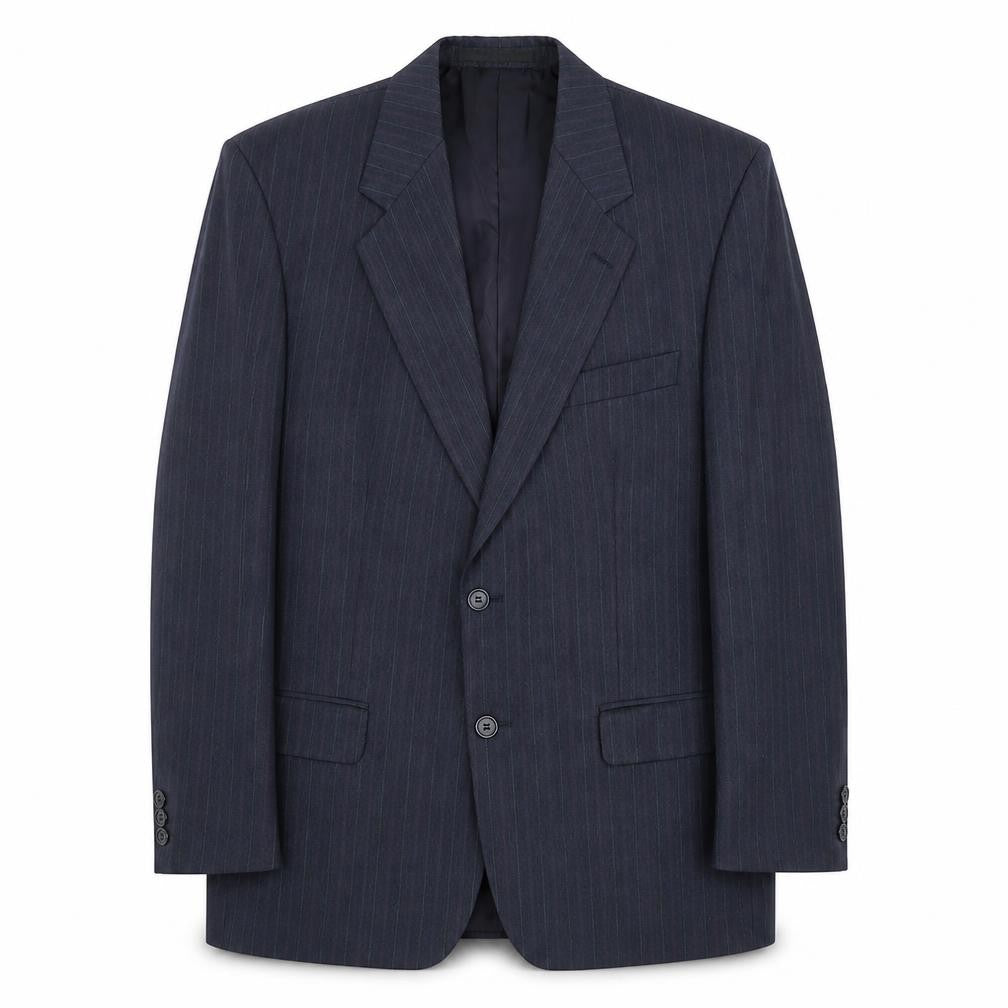 Marks & Spencer Mens Blue Striped Polyester Jacket Suit Jacket Size 40 Regular