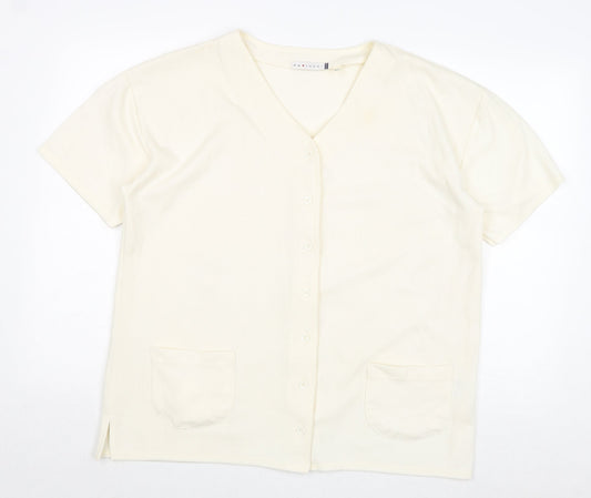Pa Lucci Womens Ivory V-Neck Polyester Cardigan Jumper Size M