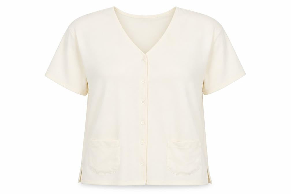 Pa Lucci Womens Ivory V-Neck Polyester Cardigan Jumper Size M