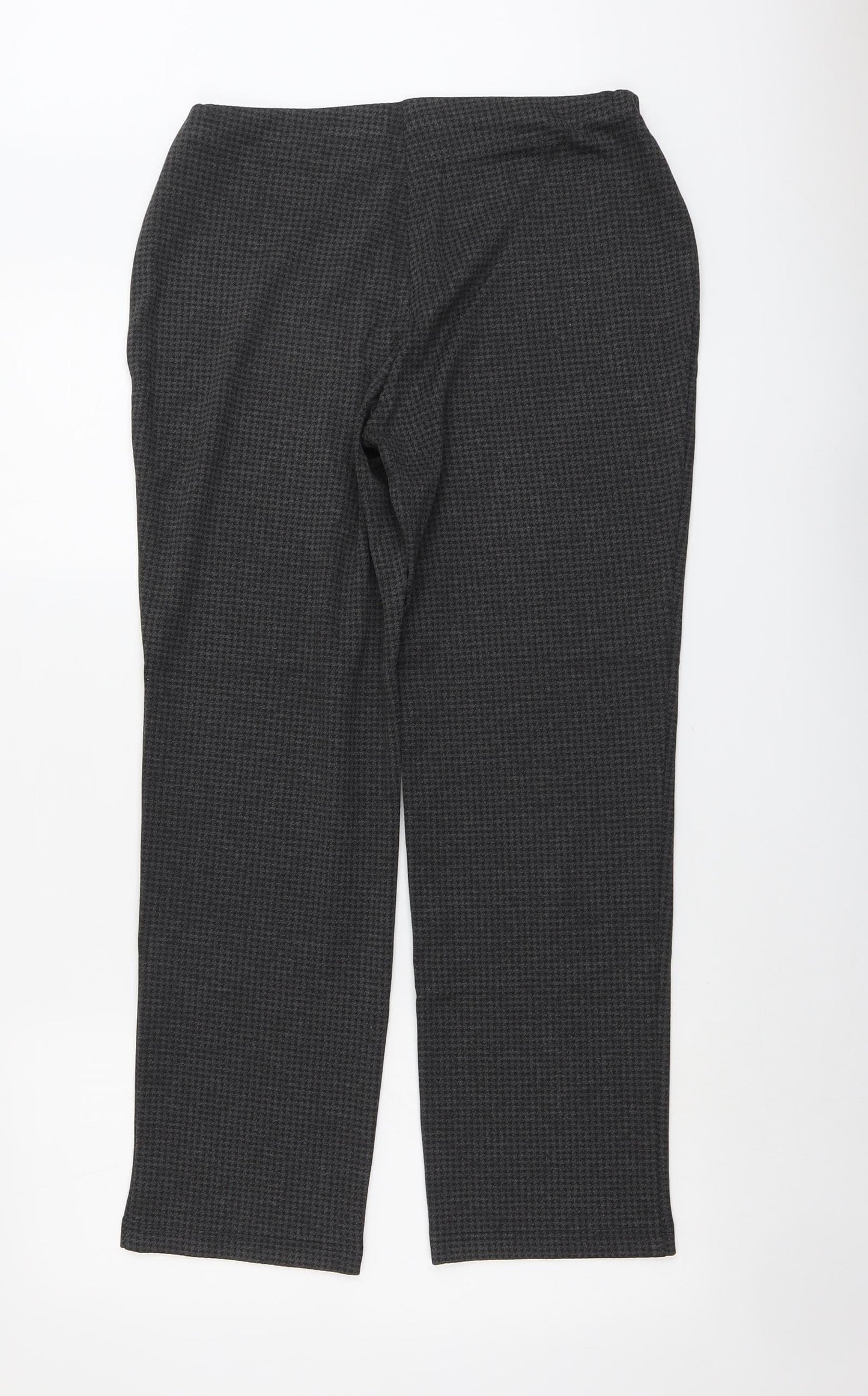 Marks and Spencer Womens Grey Geometric Viscose Trousers Size 12 L28 in Regular