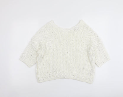 Next Womens Ivory Round Neck Acrylic Pullover Jumper Size M