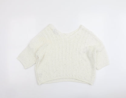 Next Womens Ivory Round Neck Acrylic Pullover Jumper Size M