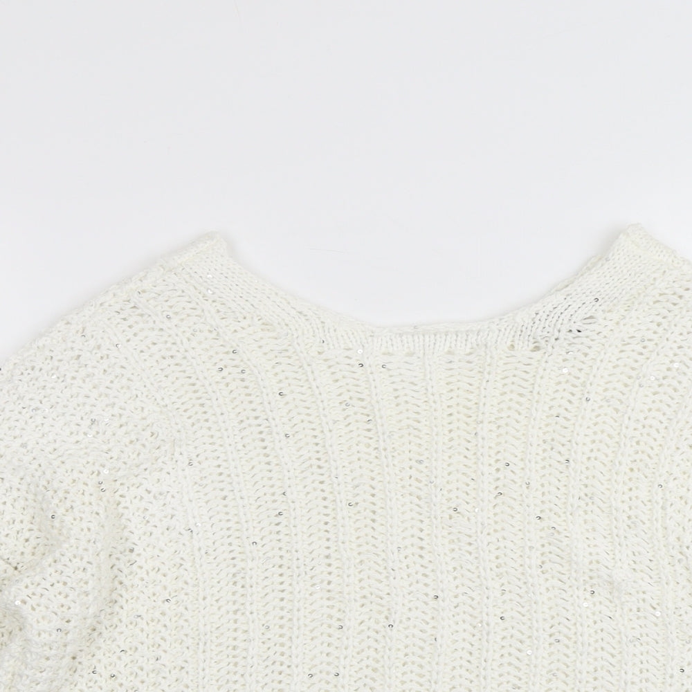 NEXT Womens Ivory Round Neck Acrylic Pullover Jumper Size M