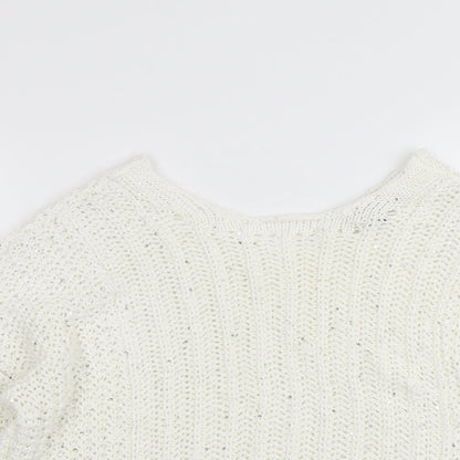 Next Womens Ivory Round Neck Acrylic Pullover Jumper Size M