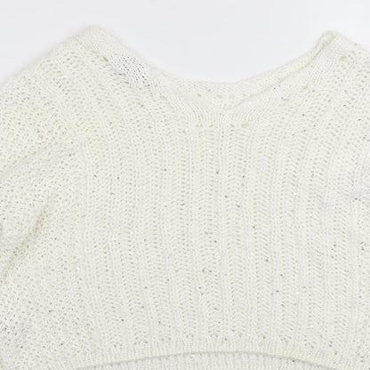 Next Womens Ivory Round Neck Acrylic Pullover Jumper Size M