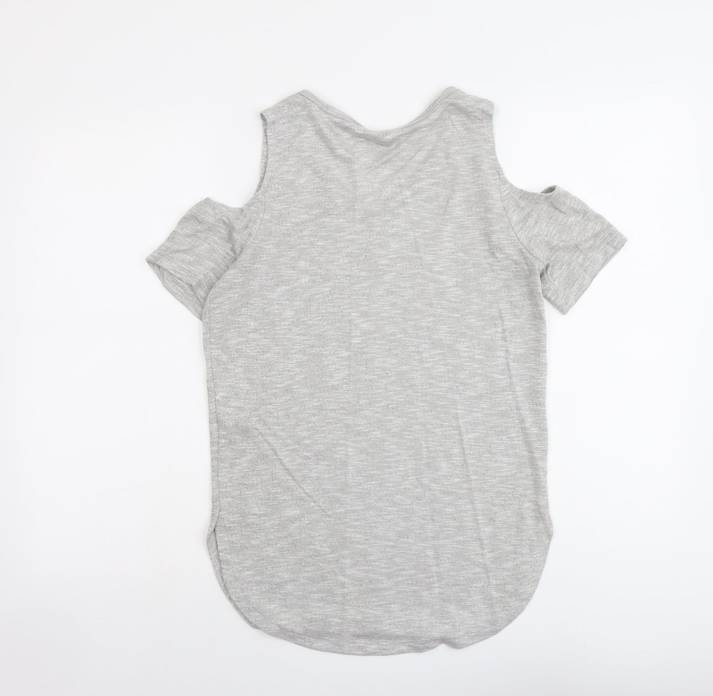Select Womens Grey Viscose Basic T-Shirt Size 8 Round Neck - Cold Shoulder