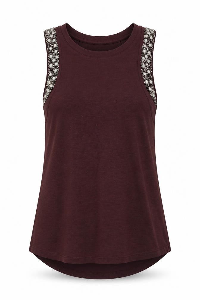 A&G Womens Red Polyester Basic Tank Size M Round Neck