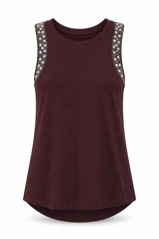 A&G Womens Red Polyester Basic Tank Size M Round Neck