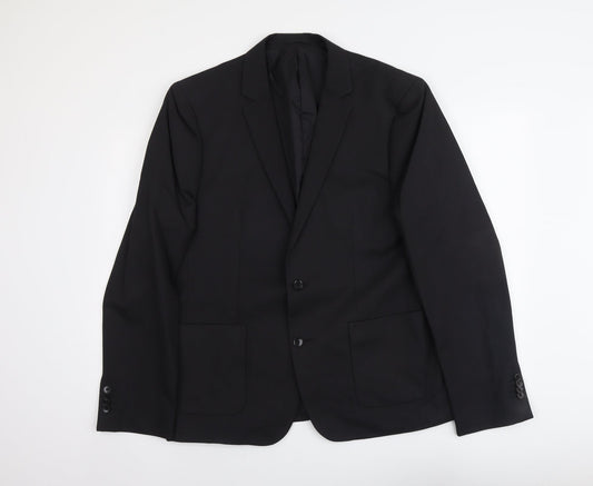 Kiomi Mens Black Polyester Jacket Suit Jacket Size L Regular