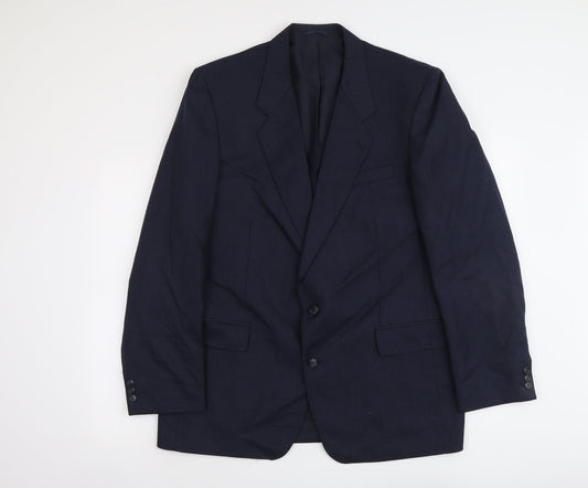 C&A Mens Blue Striped Polyester Jacket Suit Jacket Size XL Regular