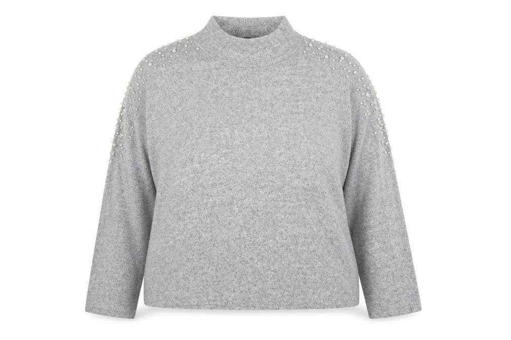 New Look Womens Grey Mock Neck Viscose Pullover Jumper Size 16