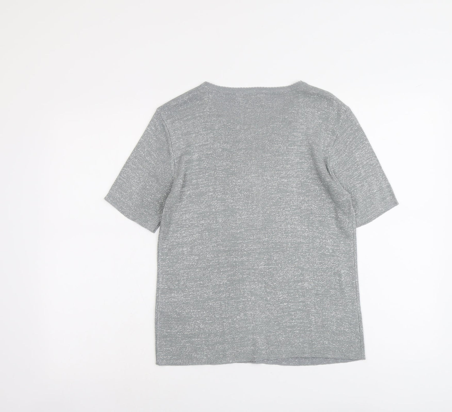 Bonmarché Womens Silver Round Neck Acrylic Pullover Jumper Size S
