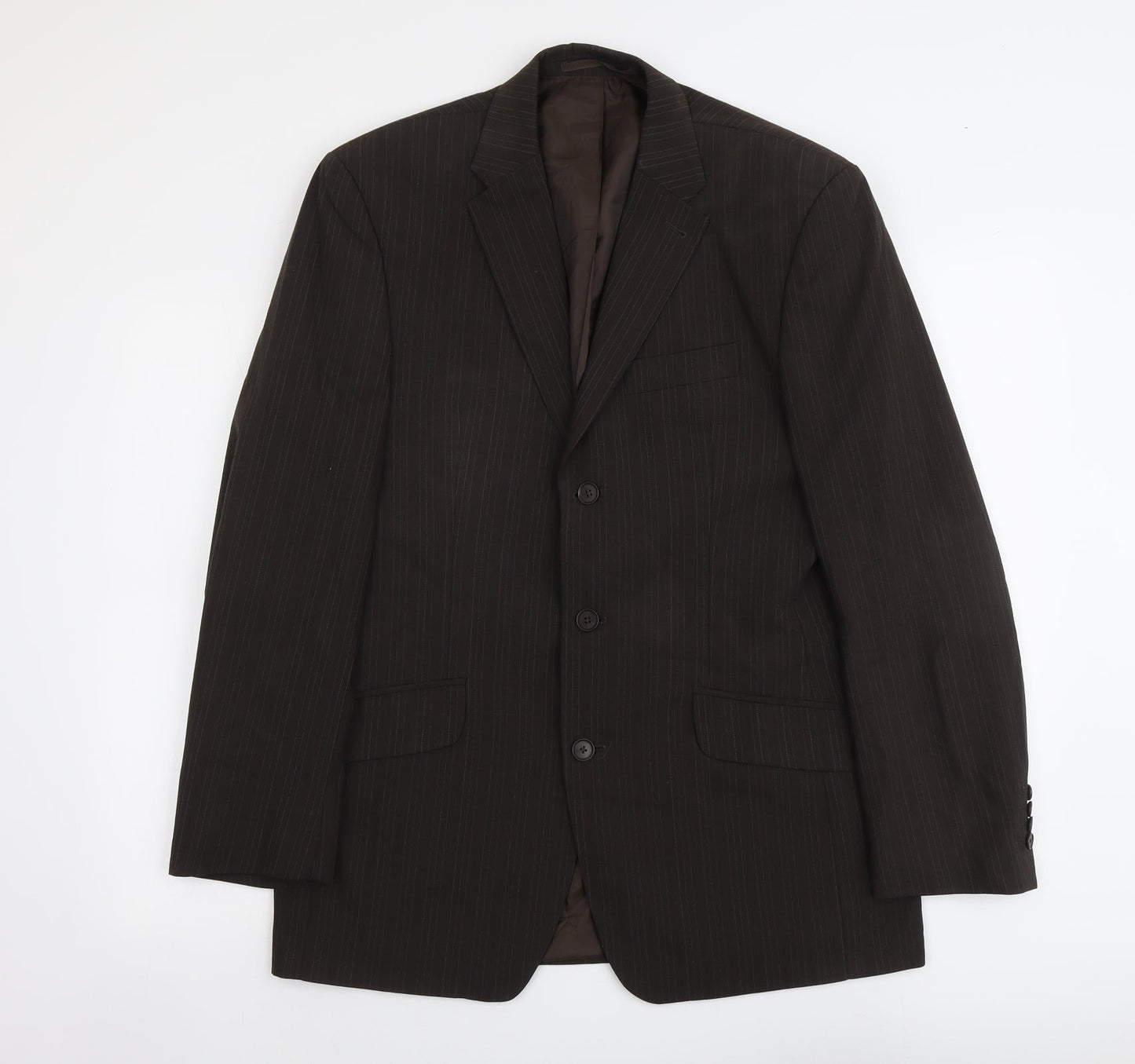 NEXT Mens Brown Striped Wool Jacket Suit Jacket Size M Regular