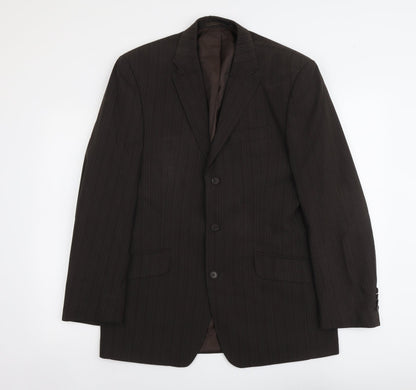 Next Mens Brown Striped Wool Jacket Suit Jacket Size M Regular